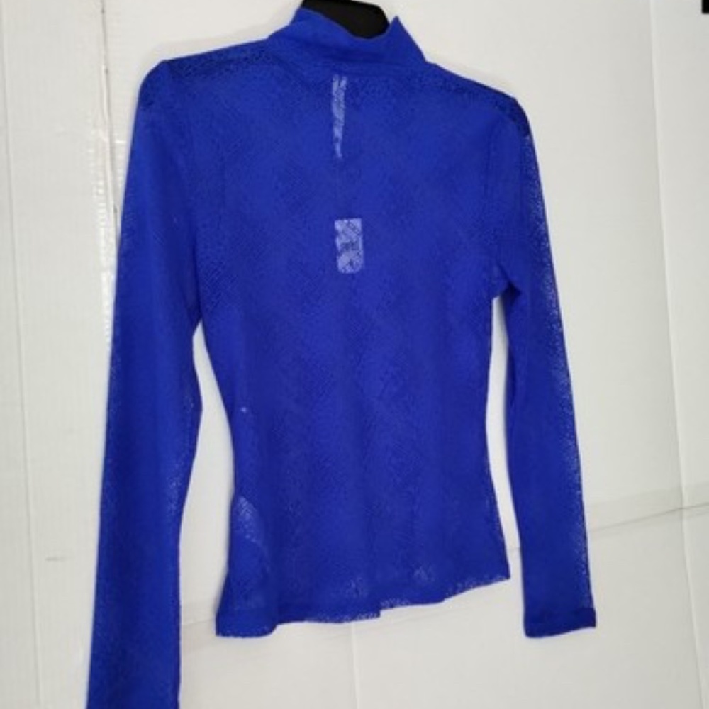 Anthropologie Sapphire Mesh Embroidery Top Blouse Size M